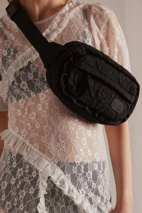 Bags Accessories Damson Madder Frill Cross Body Bag In Black Floral Stitch