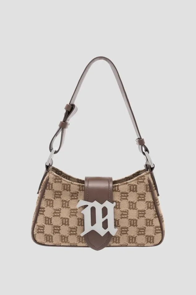 Bags Women MISBHV Jacquard Monogram Shoulder Bag Small Biscotto