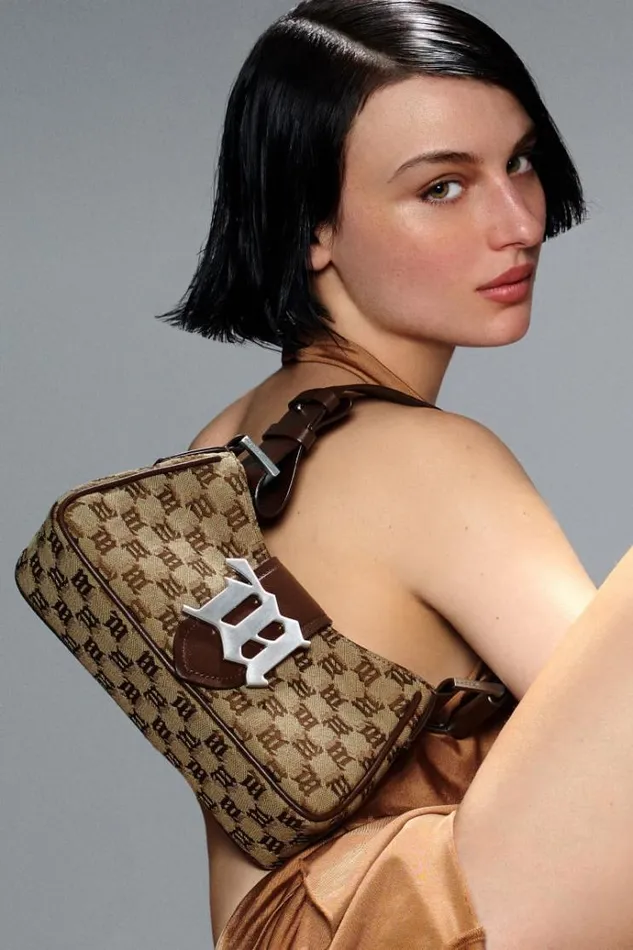 Bags Women MISBHV Jacquard Monogram Shoulder Bag Small Biscotto