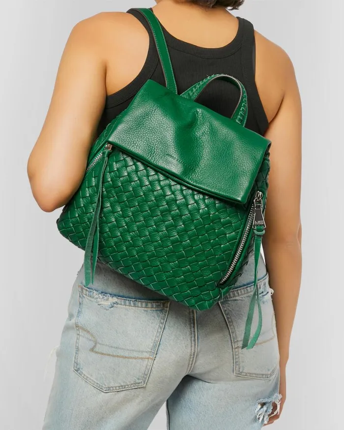 Bali Backpack Kelly Green Woven Women Aimee Kestenberg Backpacks
