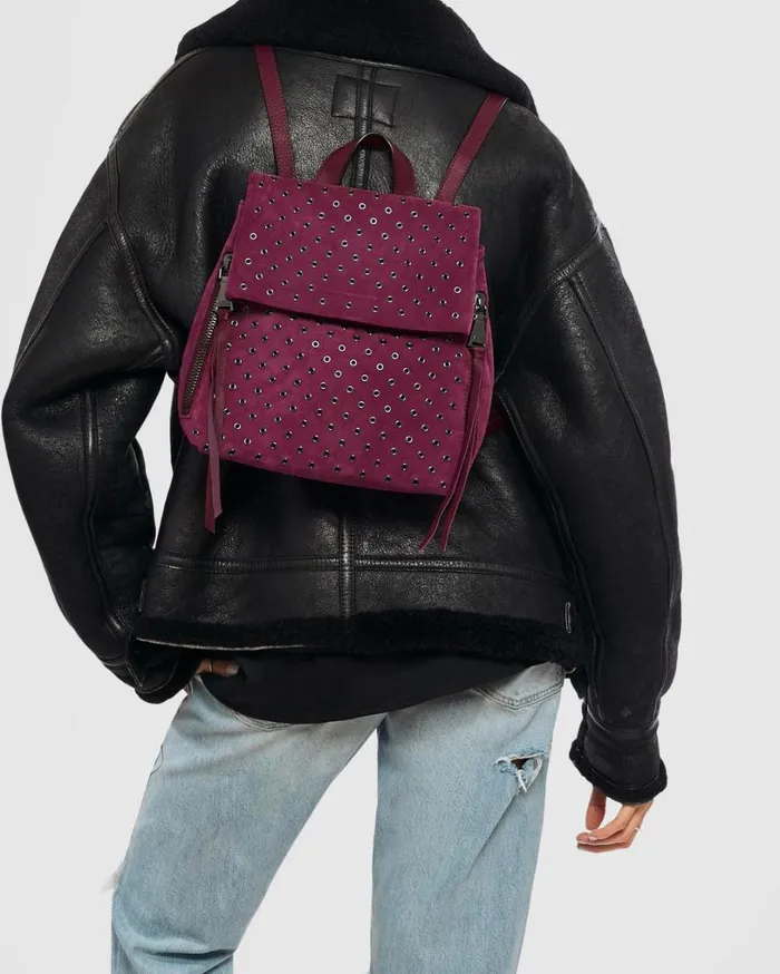 Bali Novelty Backpack In Luxury Suede Berry With Eyelets Women Aimee Kestenberg Backpacks