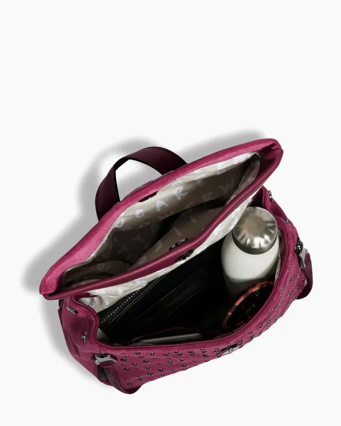 Bali Novelty Backpack In Luxury Suede Berry With Eyelets Women Aimee Kestenberg Backpacks