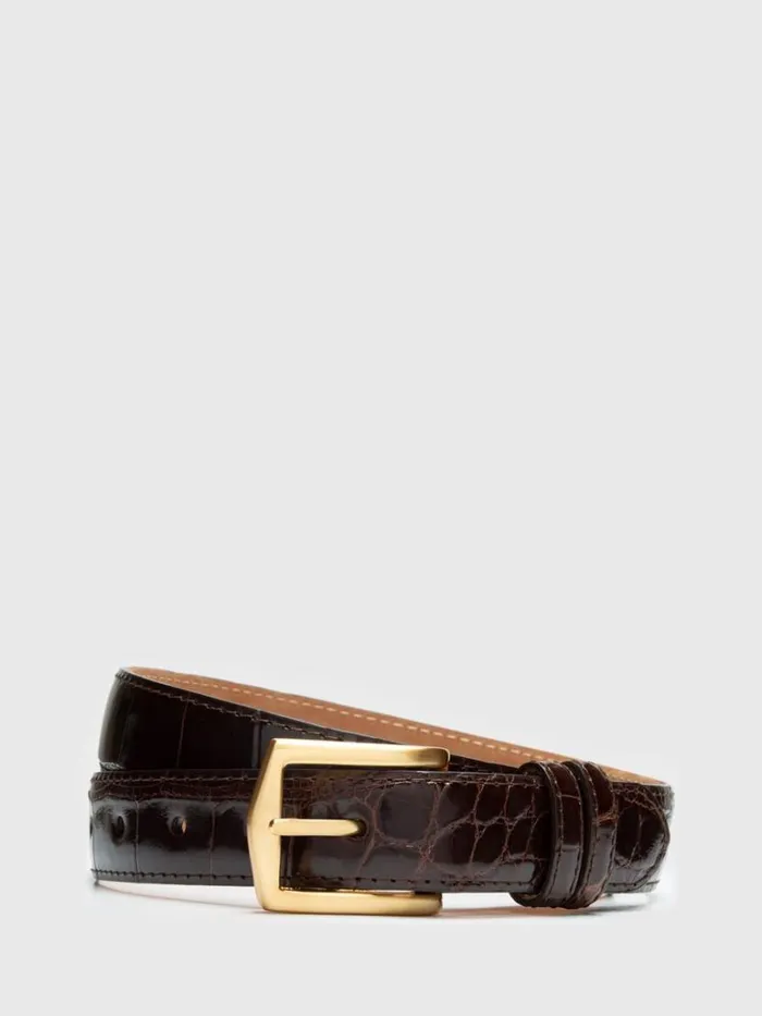 Belts Mens Paul Stuart Glazed Alligator Belt Black