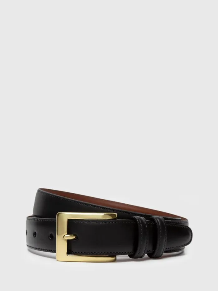 Belts Mens Paul Stuart Kipskin Leather Dress Belt Black