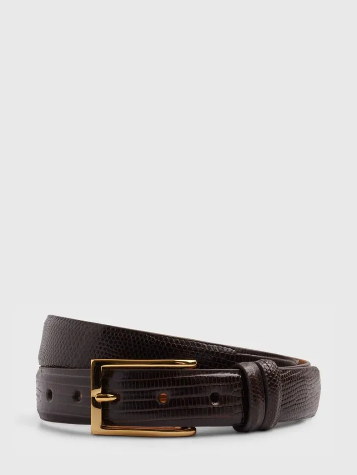 Belts Mens Paul Stuart Lizard Belt Black