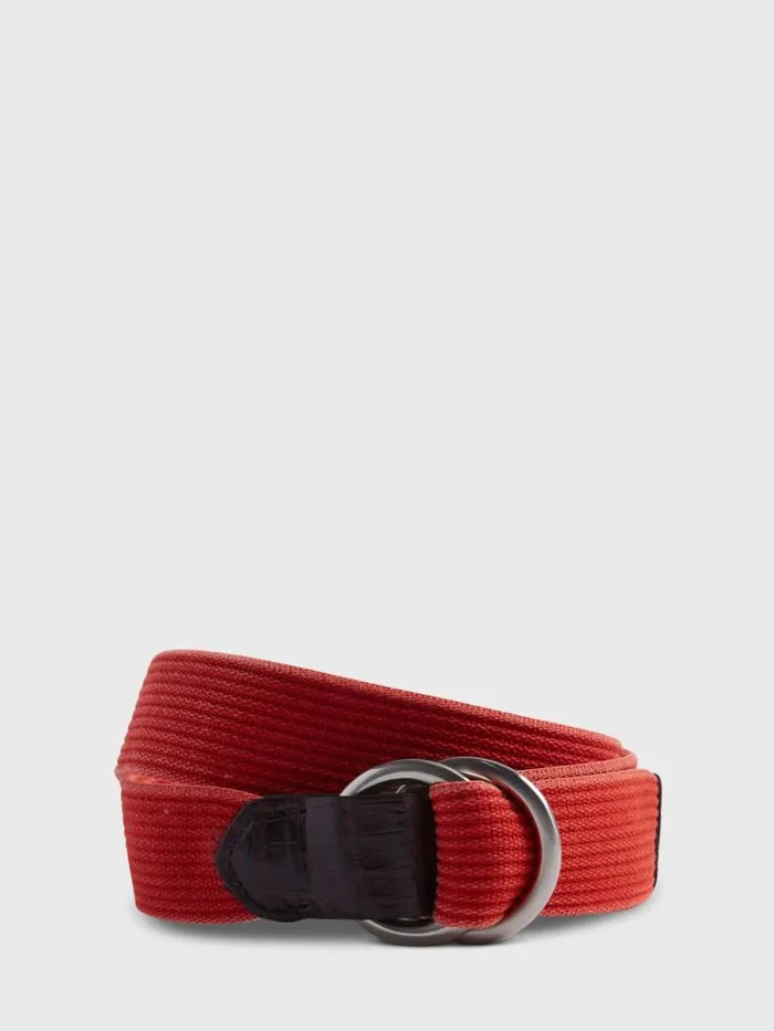 Belts Mens Paul Stuart ORing Belt With Crocodile Tabs Navy