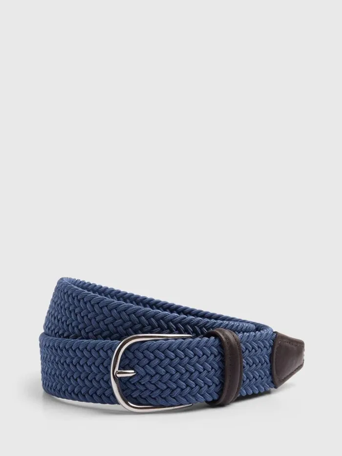 Belts Mens Paul Stuart Stretch Woven Belt Navy