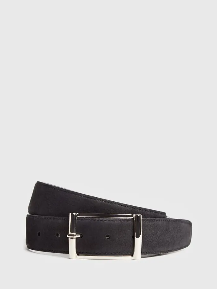 Belts Mens Paul Stuart Suede Nubuck Belt Black