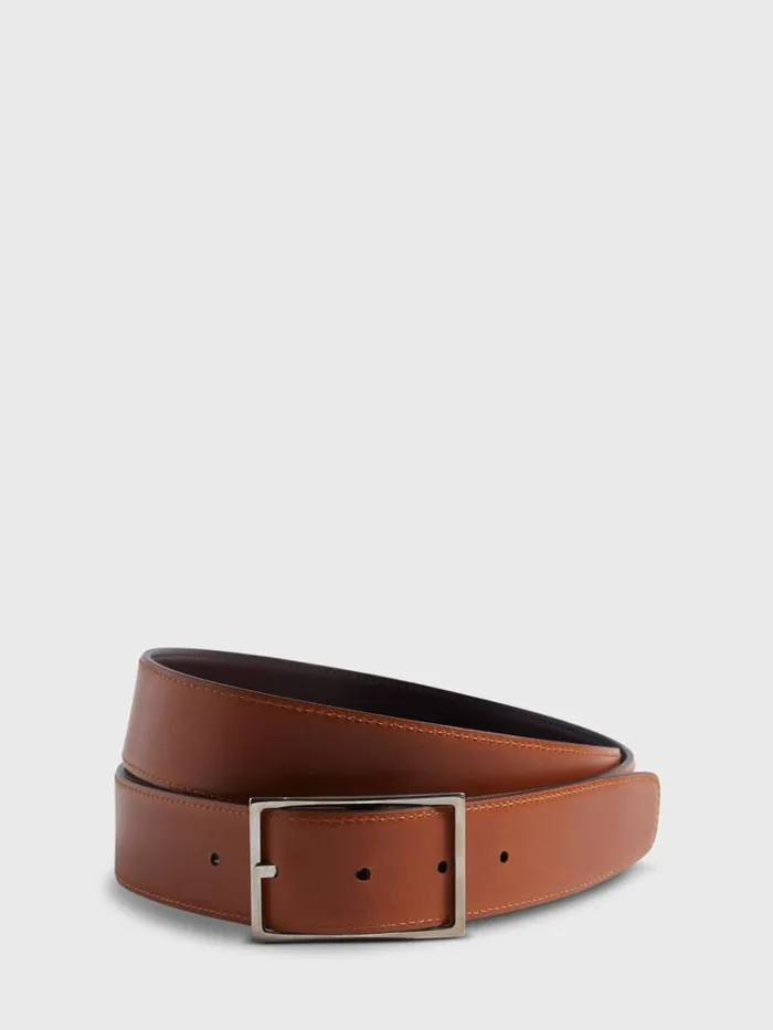 Belts Mens Paul Stuart Vitello Cordo Reversible Belt Blackbordo
