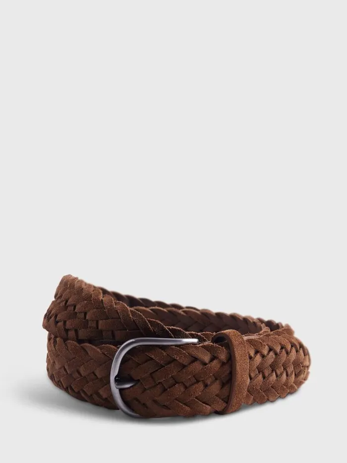 Belts Mens Paul Stuart Woven Suede Belt Brown