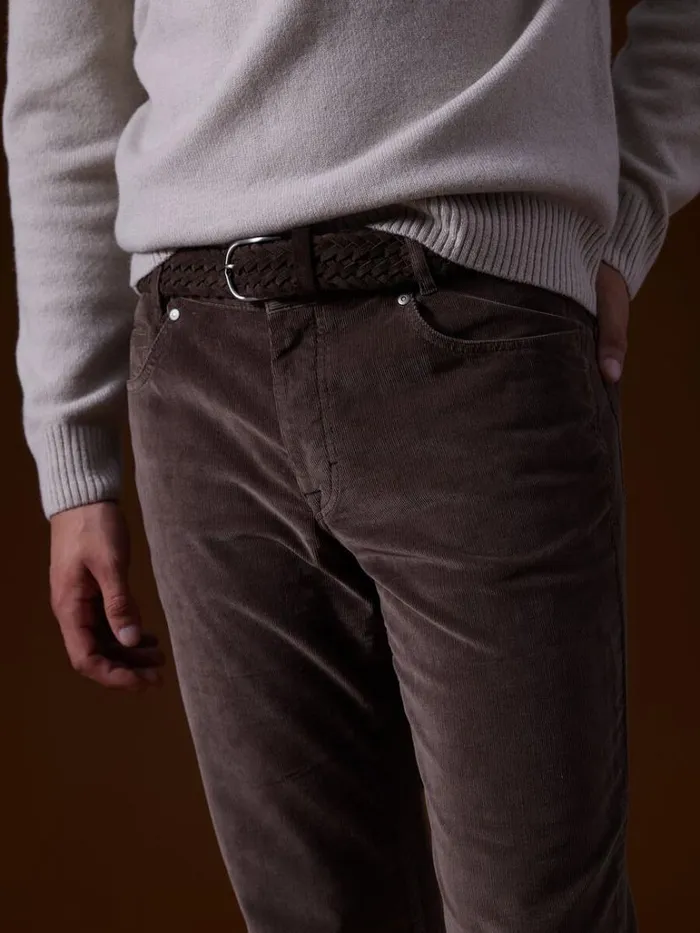 Belts Mens Paul Stuart Woven Suede Belt Brown