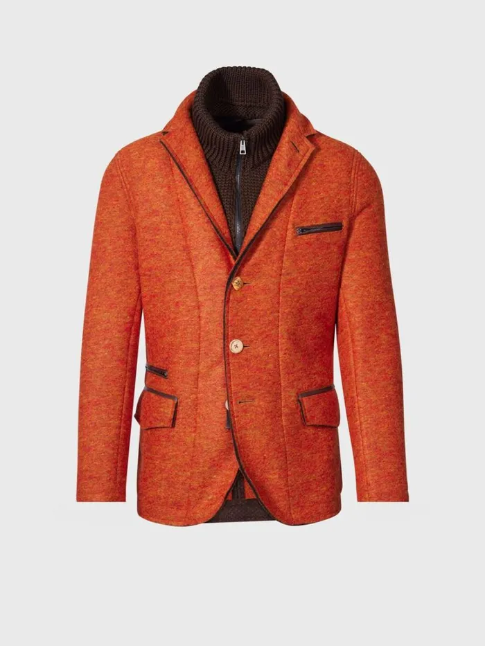 Blazers and Jackets Mens Paul Stuart Boiled Wool Vested Field Jacket Orange