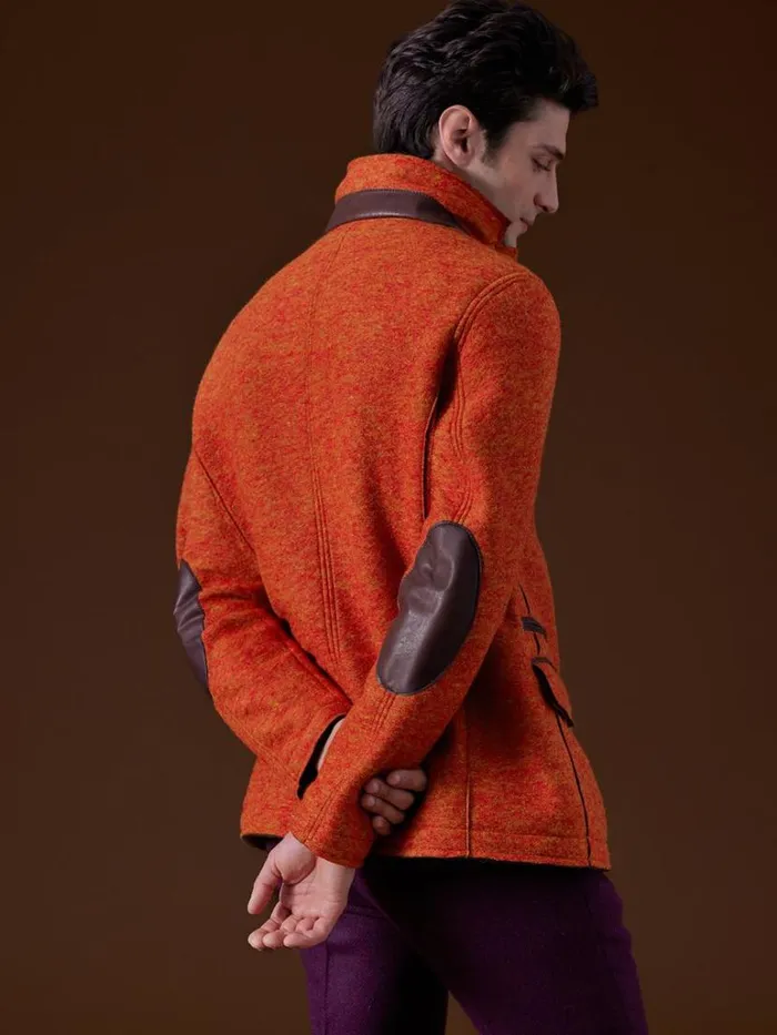 Blazers and Jackets Mens Paul Stuart Boiled Wool Vested Field Jacket Orange
