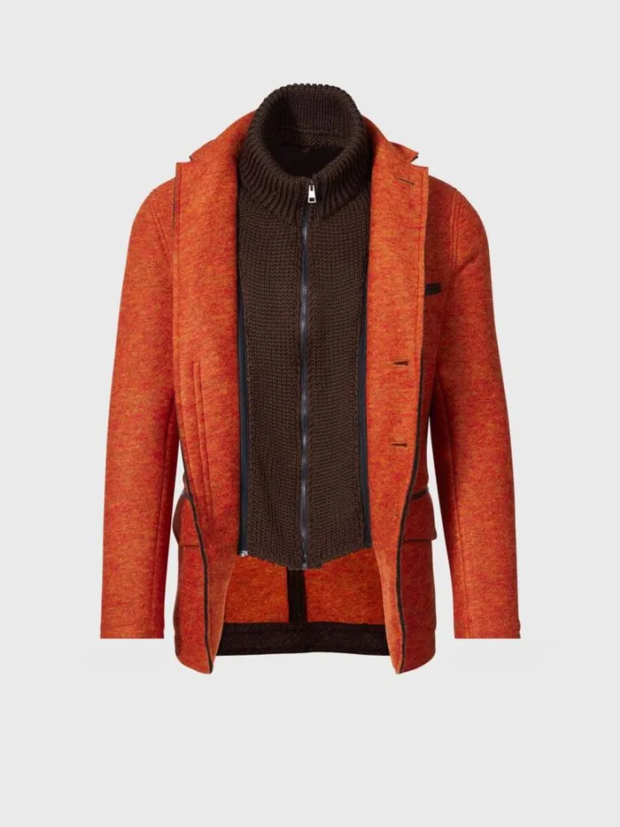 Blazers and Jackets Mens Paul Stuart Boiled Wool Vested Field Jacket Orange