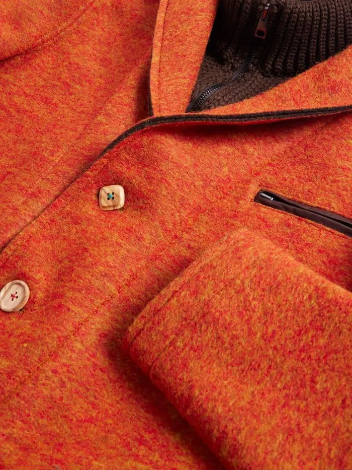 Blazers and Jackets Mens Paul Stuart Boiled Wool Vested Field Jacket Orange