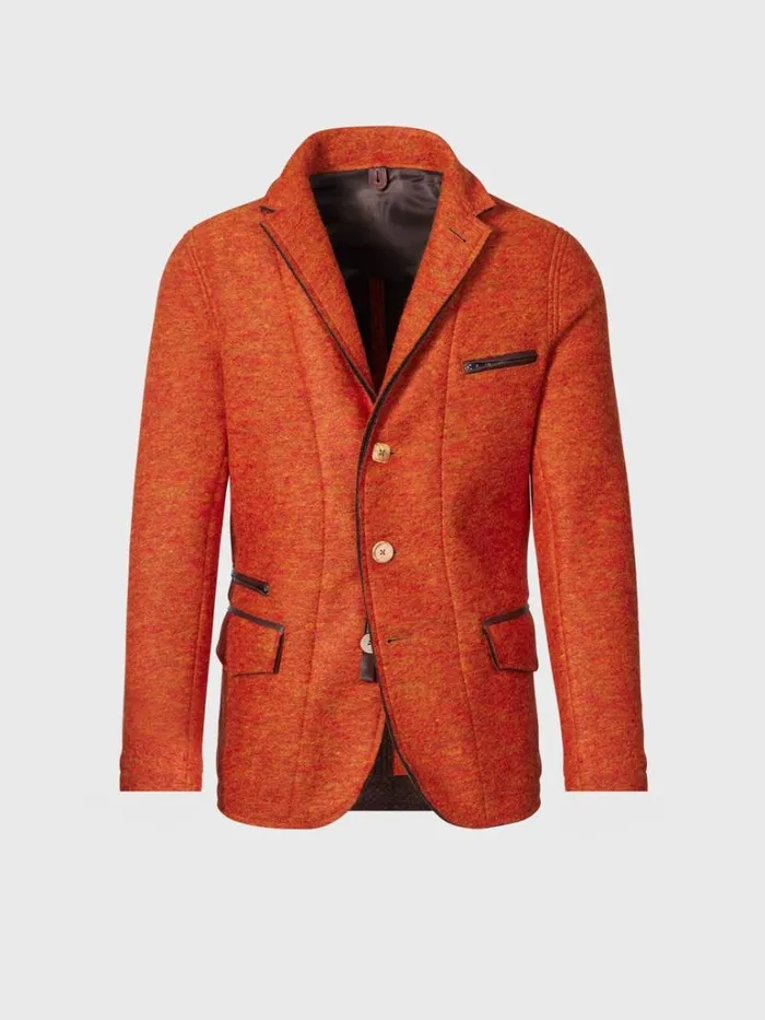 Blazers and Jackets Mens Paul Stuart Boiled Wool Vested Field Jacket Orange