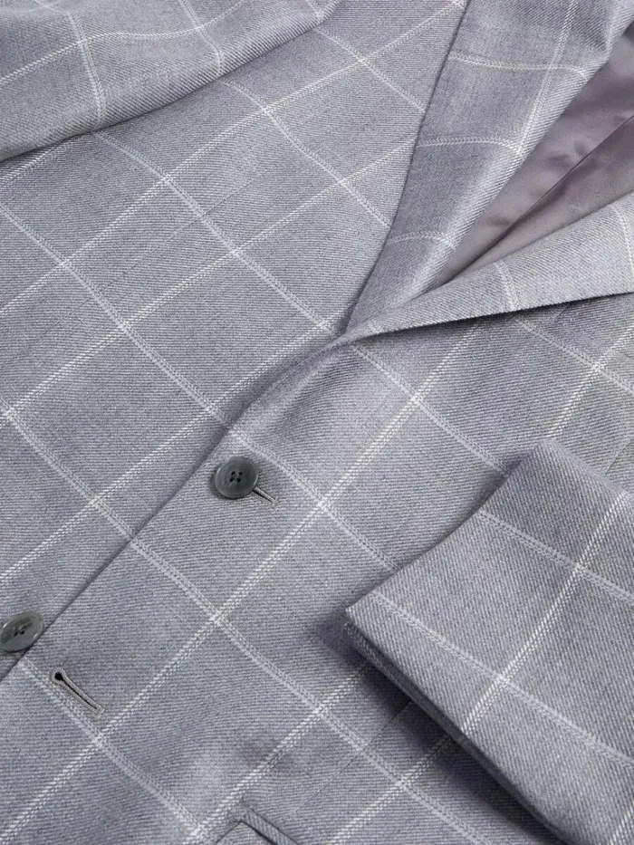 Blazers and Jackets Mens Paul Stuart Cashmere and Silk Windowpane Sport Jacket Light Grey