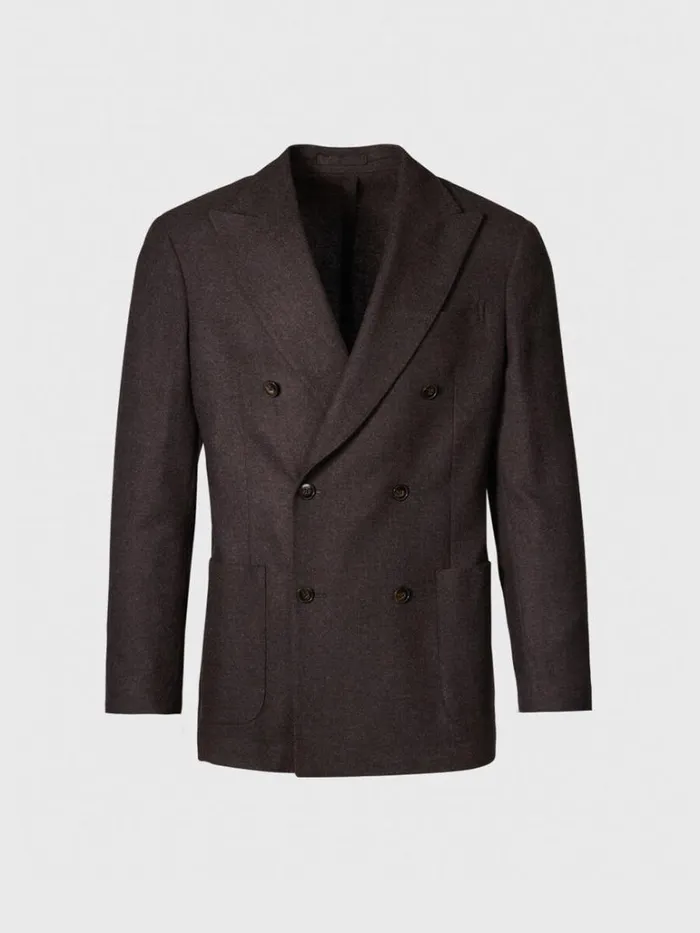 Blazers and Jackets Mens Paul Stuart Cashmere Double Breasted Jacket Brown