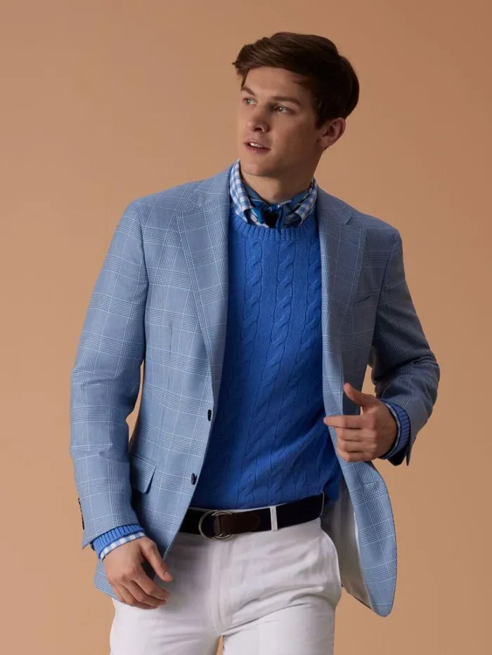 Blazers and Jackets Mens Paul Stuart Cashmere Glen Plaid Sport Jacket Blue