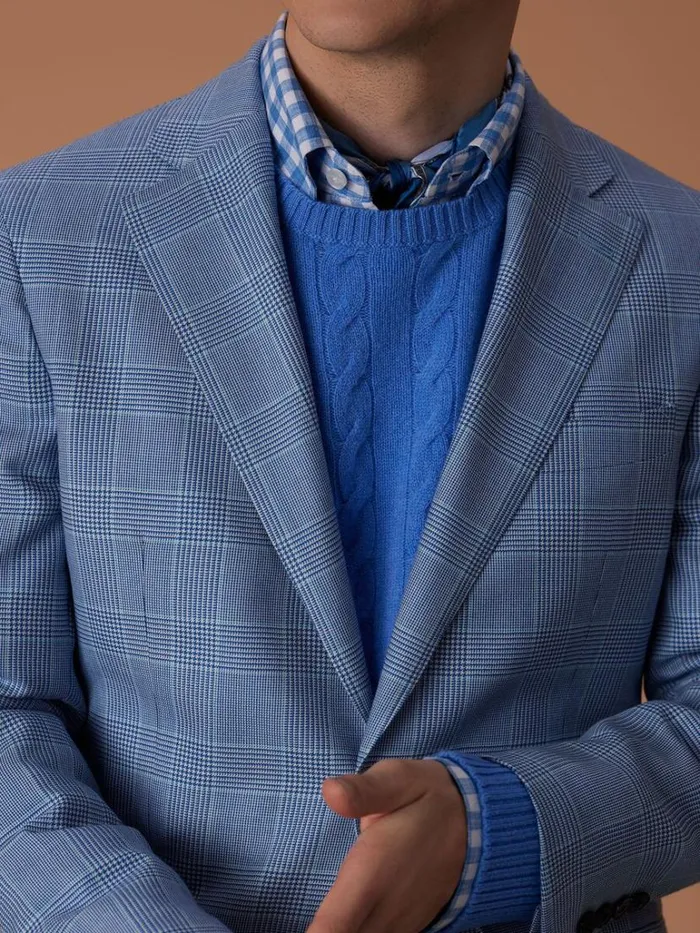 Blazers and Jackets Mens Paul Stuart Cashmere Glen Plaid Sport Jacket Blue