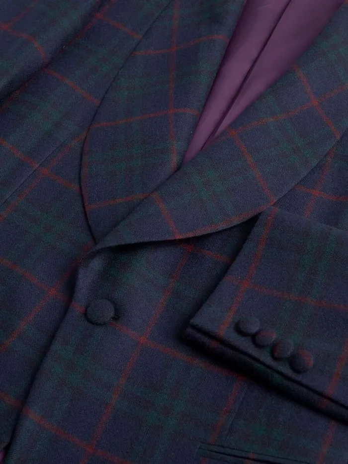 Blazers and Jackets Mens Paul Stuart Cashmere Plaid Shawl Collar Dinner Jacket Bottle Green