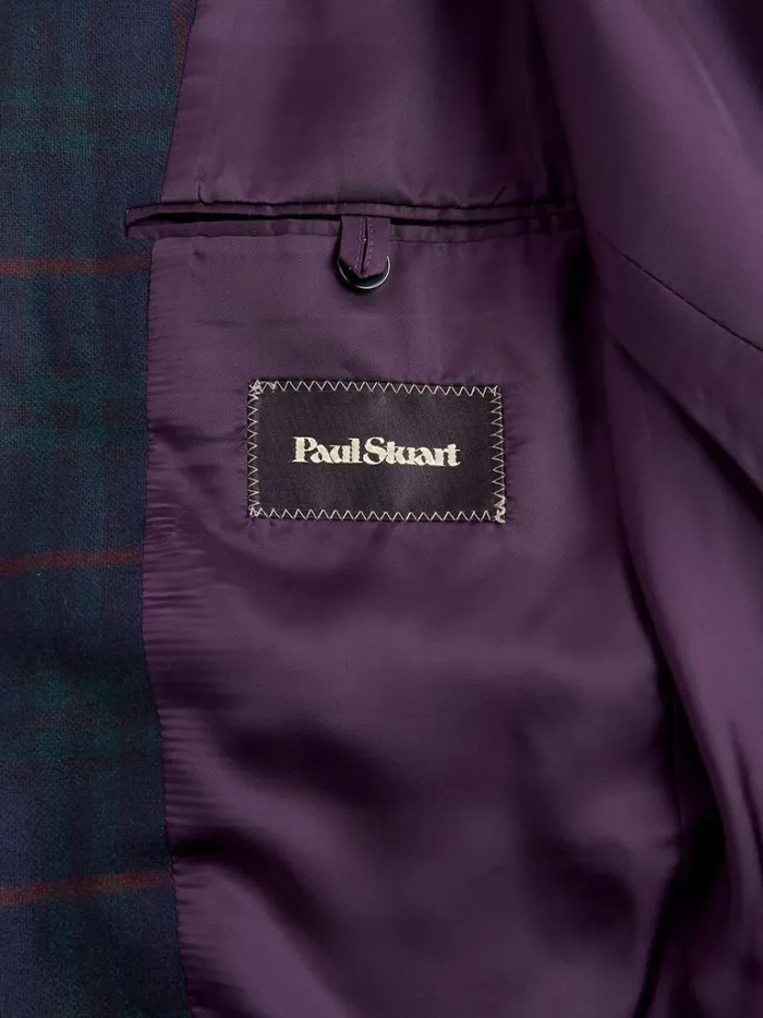 Blazers and Jackets Mens Paul Stuart Cashmere Plaid Shawl Collar Dinner Jacket Bottle Green