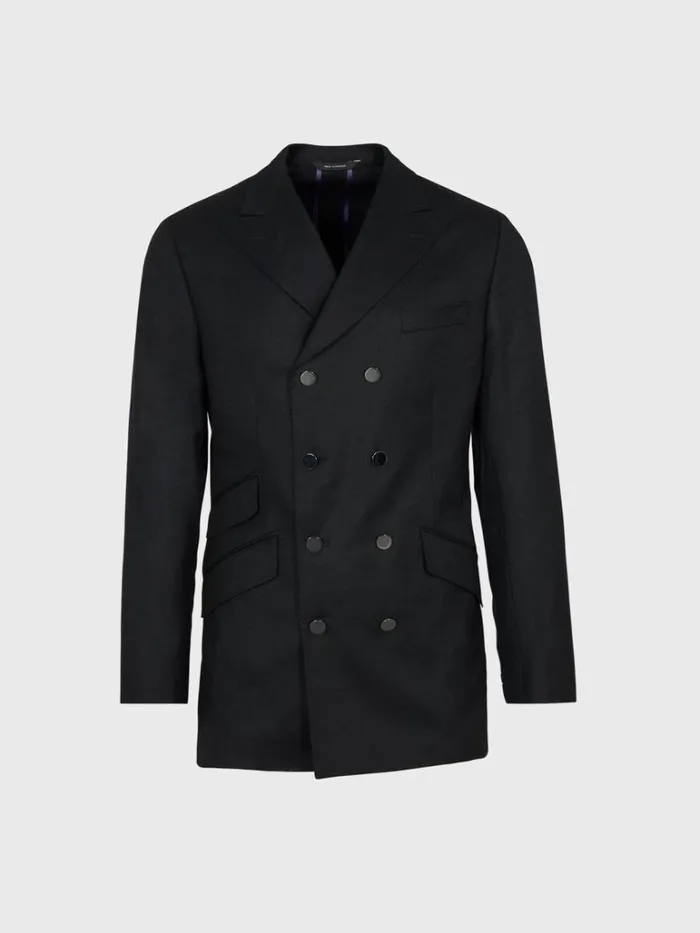 Blazers and Jackets Mens Paul Stuart Double Breasted Super 120s Wool Blazer Black Blazers and Jackets Mens Paul Stuart Double Breasted Super 120s Wool Blazer Black