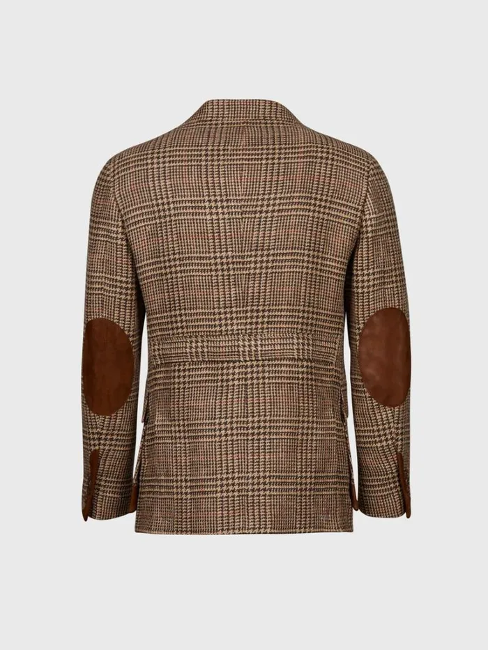 Blazers and Jackets Mens Paul Stuart Linen and Silk Plaid Highlander Jacket Tanbrown