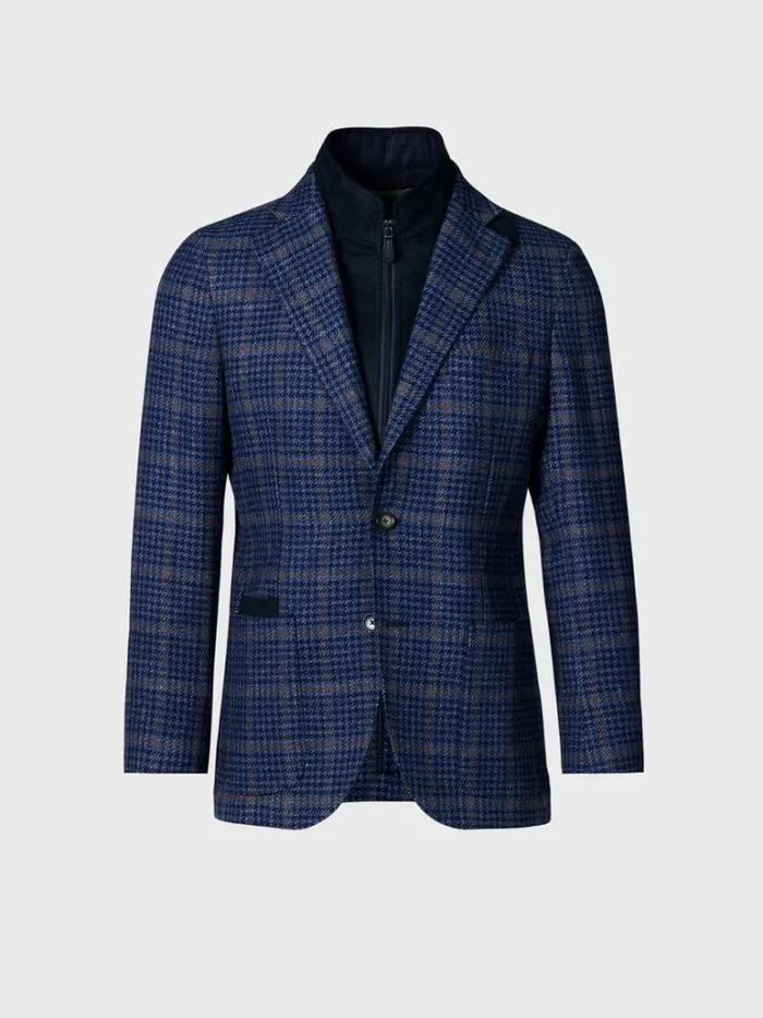 Blazers and Jackets Mens Paul Stuart Plaid Jacket With Removable Vest Blue
