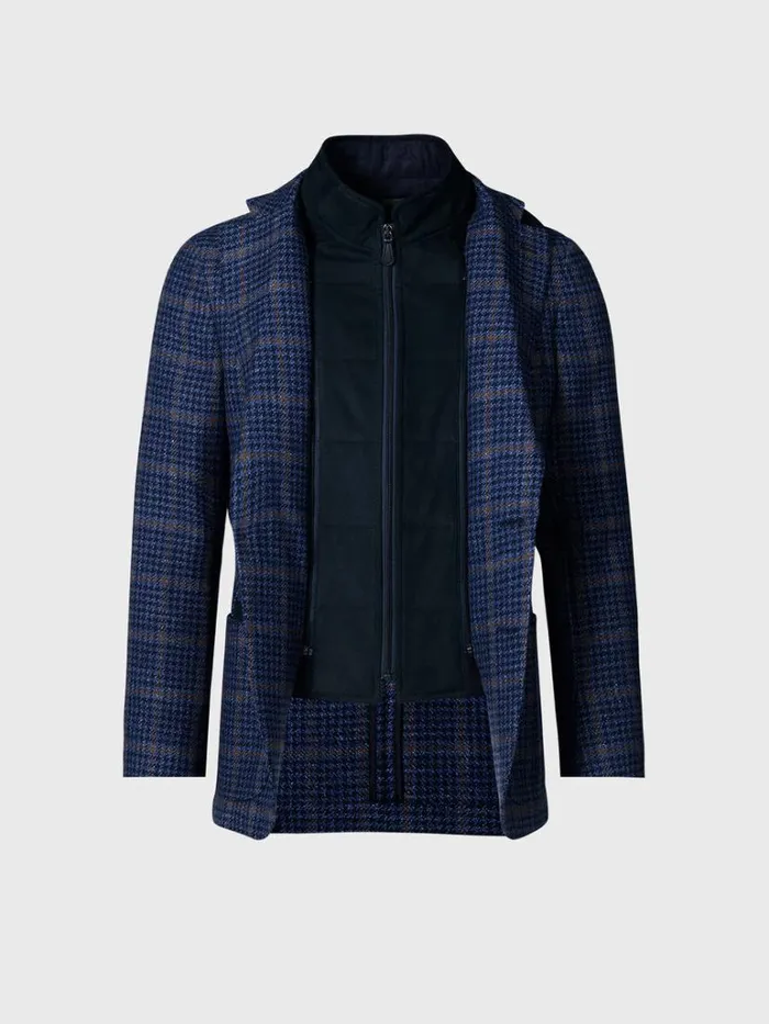 Blazers and Jackets Mens Paul Stuart Plaid Jacket With Removable Vest Blue
