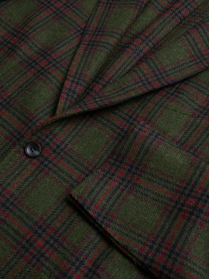 Blazers and Jackets Mens Paul Stuart Plaid Wool Soft Constructed Jacket Greenred