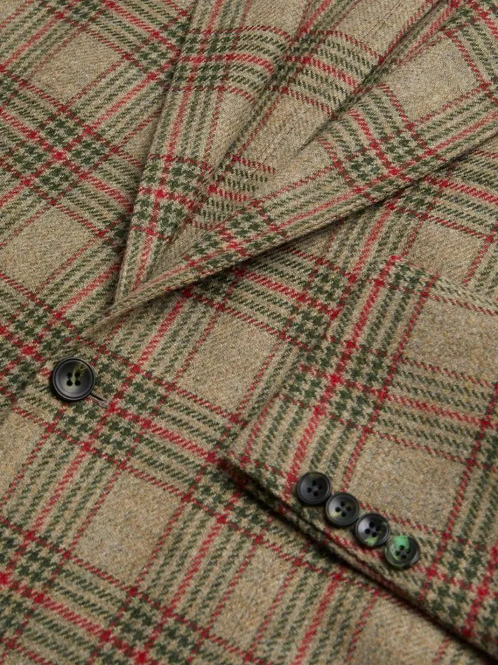 Blazers and Jackets Mens Paul Stuart Plaid Wool Soft Constructed Jacket Tangreen