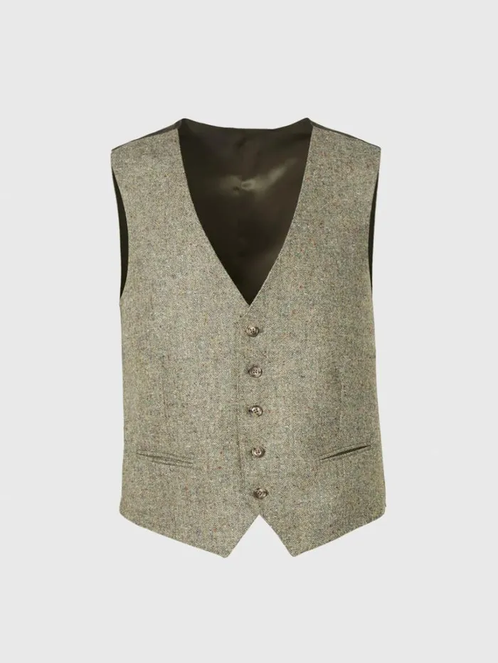 Blazers and Jackets Mens Paul Stuart Shetland Wool Tweed Tailored Vest Moss