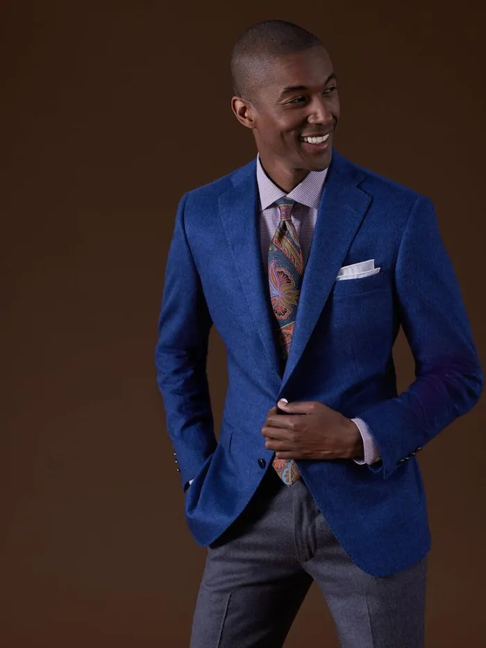 Blazers and Jackets Mens Paul Stuart Silk and Cashmere Paul Jacket Blue
