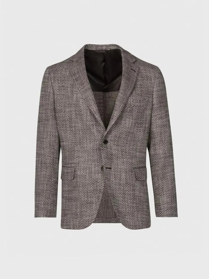 Blazers and Jackets Mens Paul Stuart Silk and Linen Herringbone Sport Jacket Brown