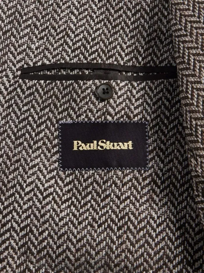 Blazers and Jackets Mens Paul Stuart Silk and Linen Herringbone Sport Jacket Brown