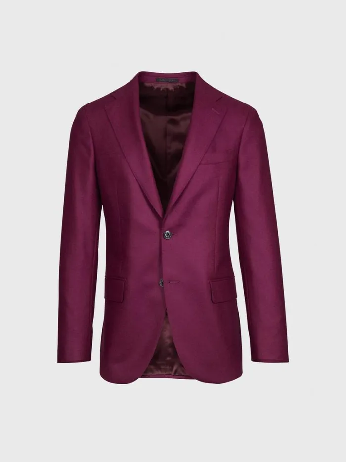 Blazers and Jackets Mens Paul Stuart Solid Wool and Cashmere Jacket Plum