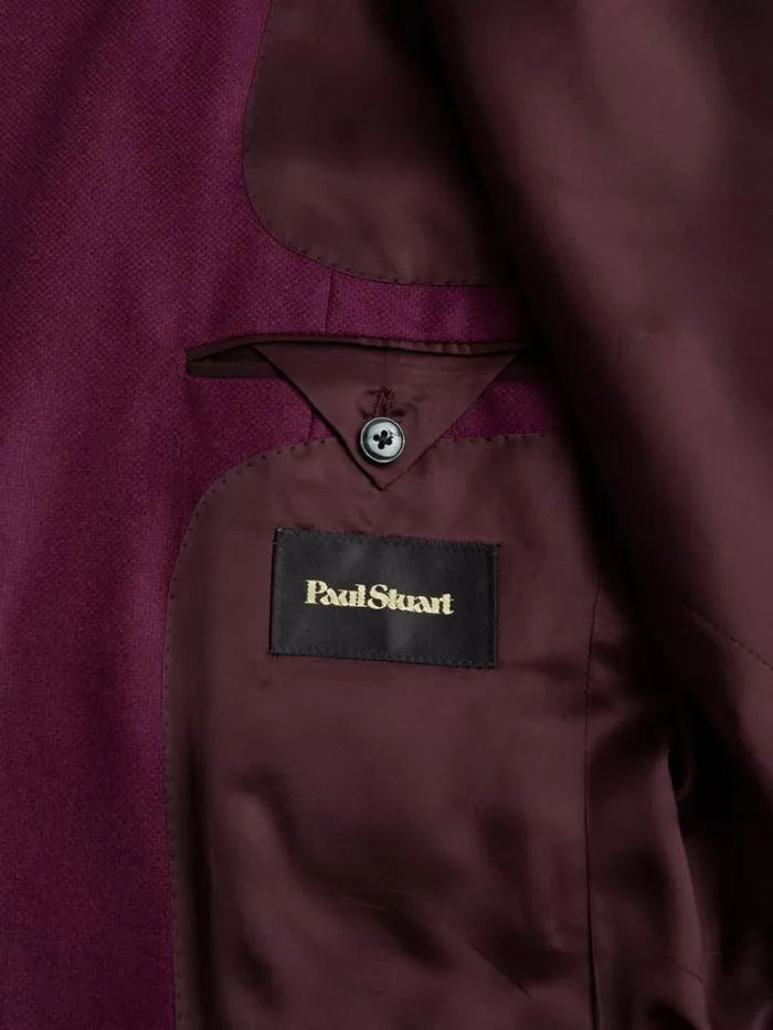Blazers and Jackets Mens Paul Stuart Solid Wool and Cashmere Jacket Plum
