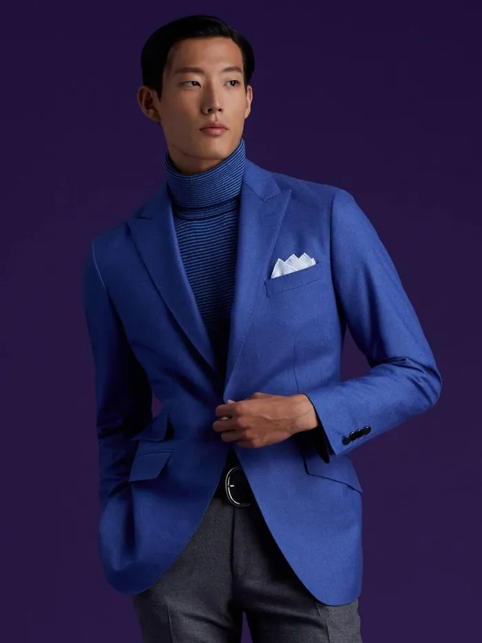 Blazers and Jackets Mens Paul Stuart Super 120 Wool Drake Blazer Corn Flower Blue