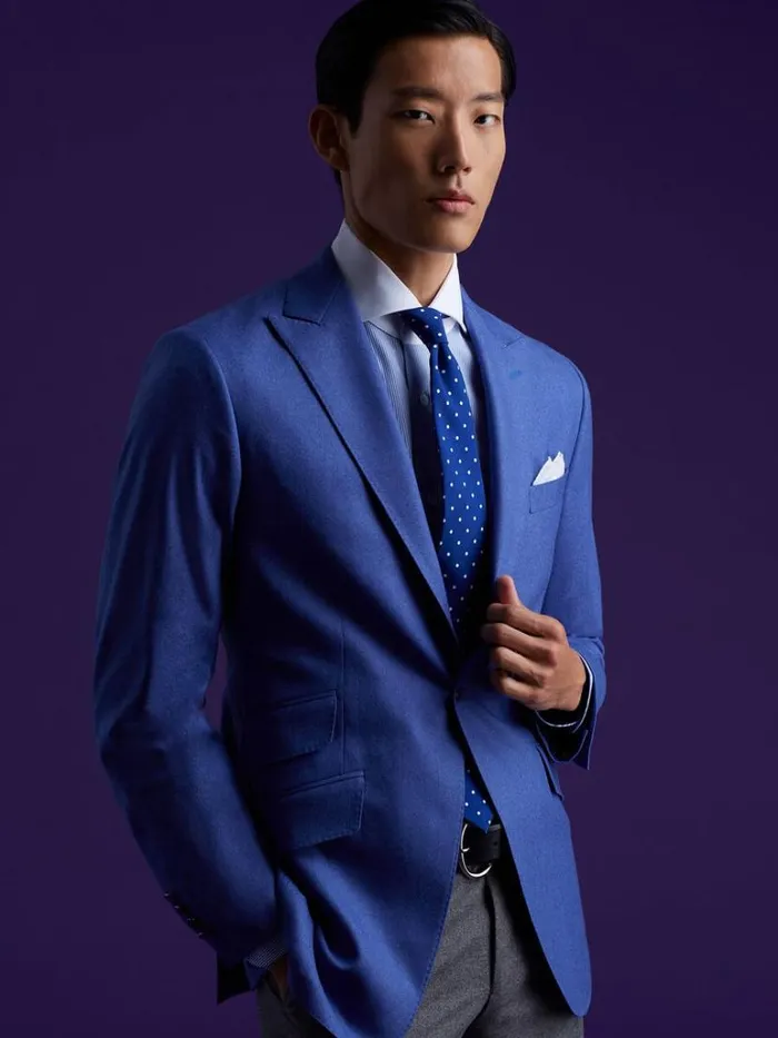 Blazers and Jackets Mens Paul Stuart Super 120 Wool Drake Blazer Corn Flower Blue
