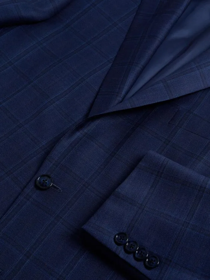 Blazers and Jackets Mens Paul Stuart Super 120s Wool Deco Windowpane Jacket Navy