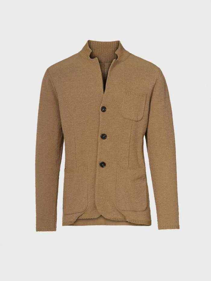 Blazers and Jackets Mens Paul Stuart Washed Boucl Knit Jacket Tobacco