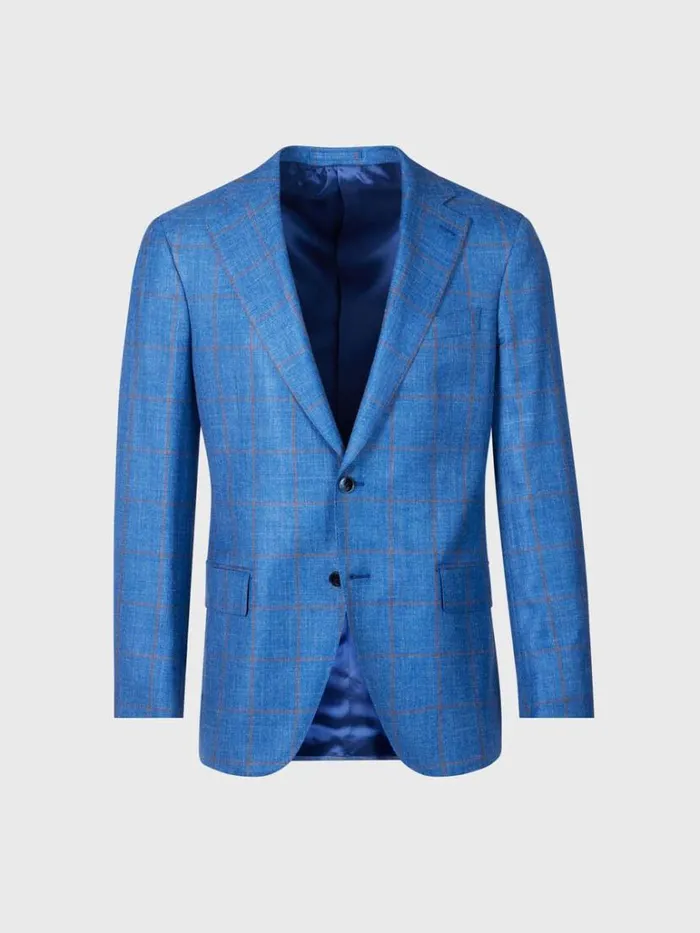 Blazers and Jackets Mens Paul Stuart Windowpane Sport Jacket Mid Blue