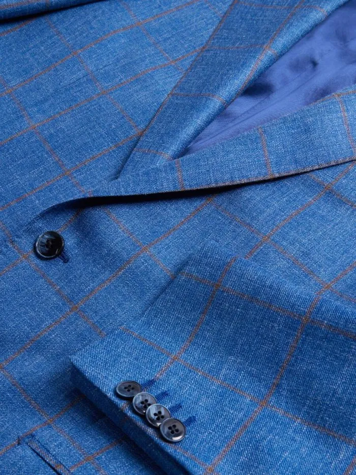 Blazers and Jackets Mens Paul Stuart Windowpane Sport Jacket Mid Blue