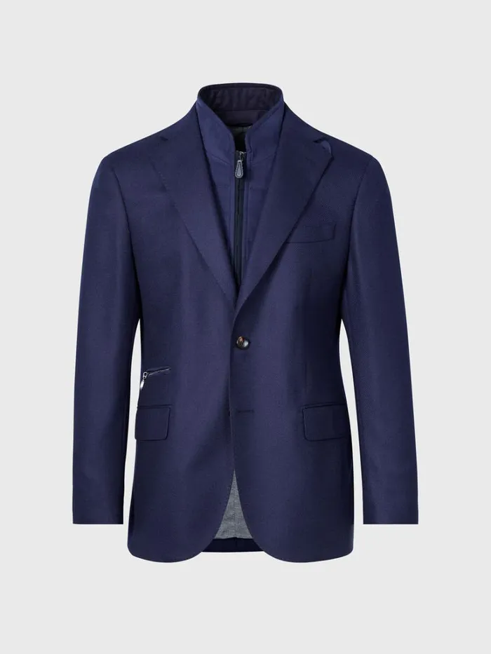 Blazers and Jackets Mens Paul Stuart Wool Hybrid Jacket With Gilet Navy