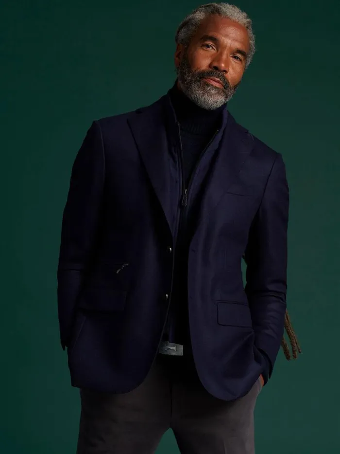 Blazers and Jackets Mens Paul Stuart Wool Hybrid Jacket With Gilet Navy