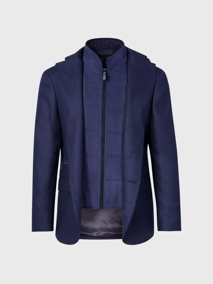 Blazers and Jackets Mens Paul Stuart Wool Hybrid Jacket With Gilet Navy