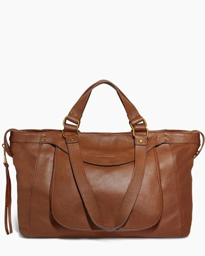 Bleecker XL Tote Chestnut With 14k Yellow Gold Women Aimee Kestenberg Tote Bags Bleecker XL Tote Chestnut With 14k Yellow Gold Women Aimee Kestenberg Tote Bags