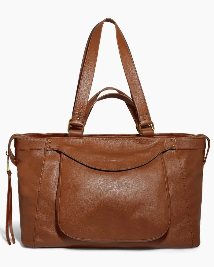 Bleecker XL Tote Chestnut With 14k Yellow Gold Women Aimee Kestenberg Tote Bags