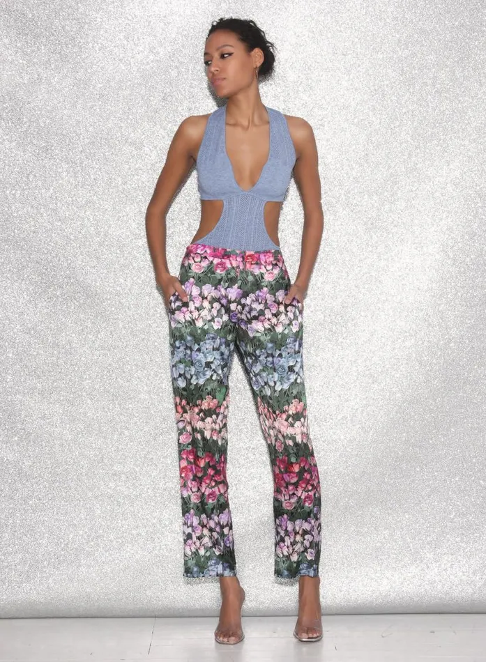 Bodysuits Clothing Fleur Du Mal Pointelle Cutout Bodysuit Denim Blue